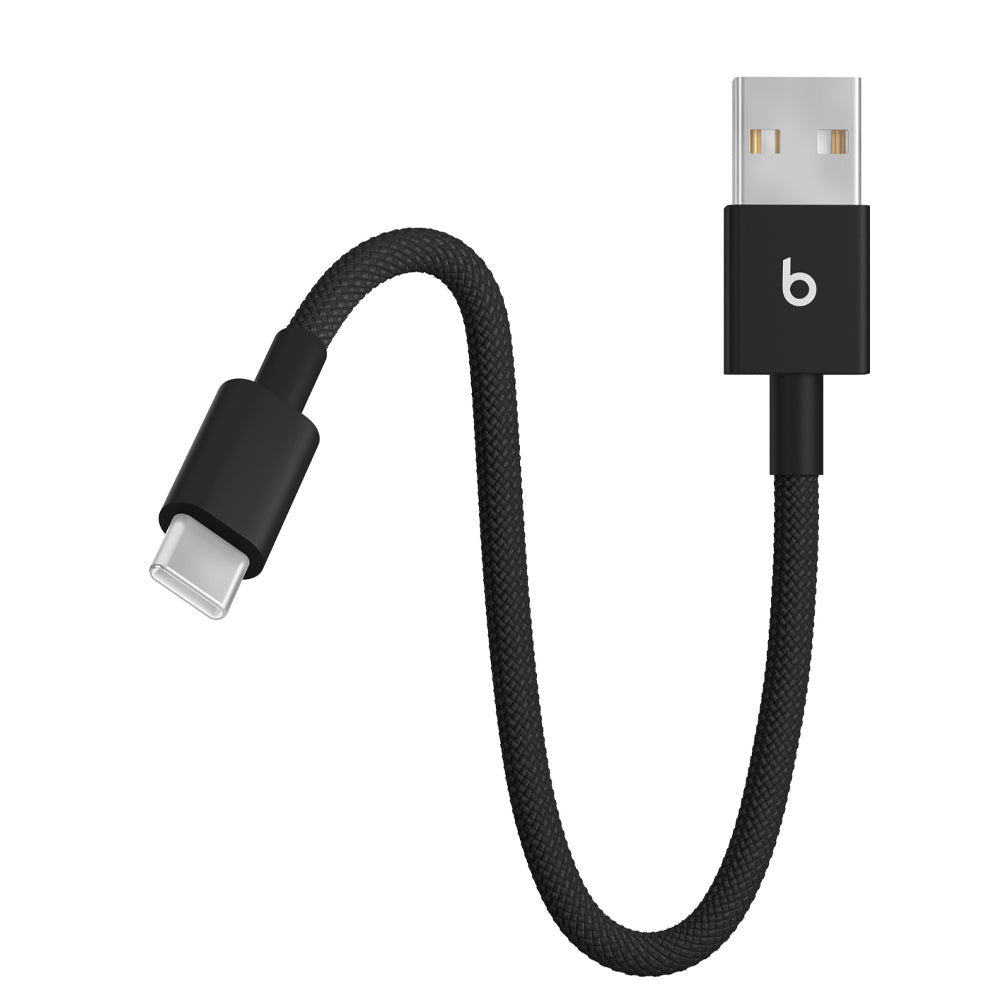 Beats USB-A to USB-C Woven Short Charging Cable 20cm Black