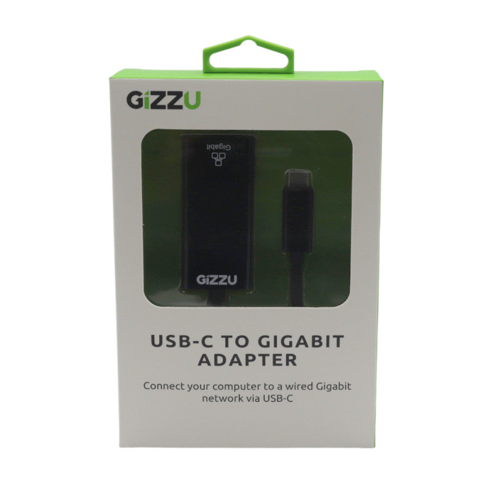 Black Gizzu USB-C to Gigabit Ethernet High Speed Network Adapter