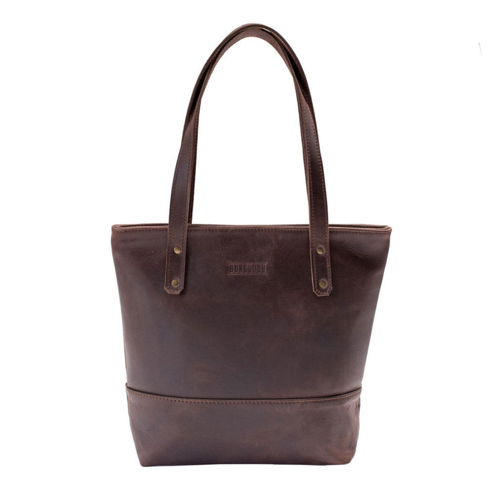 Burgundy Collective Premium South African Leather Zip Shopper Bag