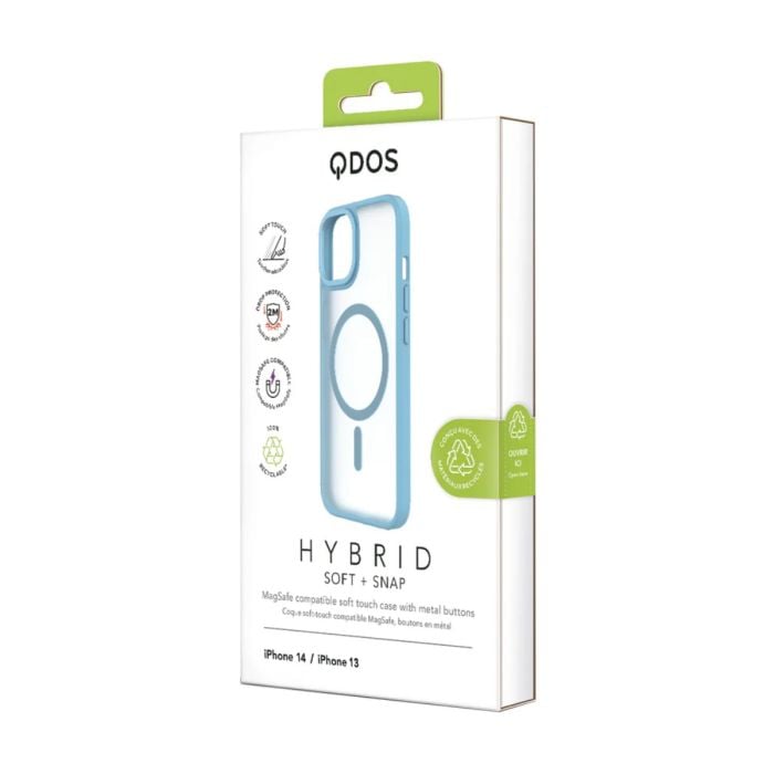 QDOS Hybrid Soft Snap MagSafe iPhone 14 13 Case Blue