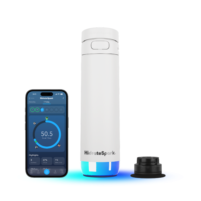 HidrateSpark PRO 2 21oz White Smart Water Bottle With Chug Lid
