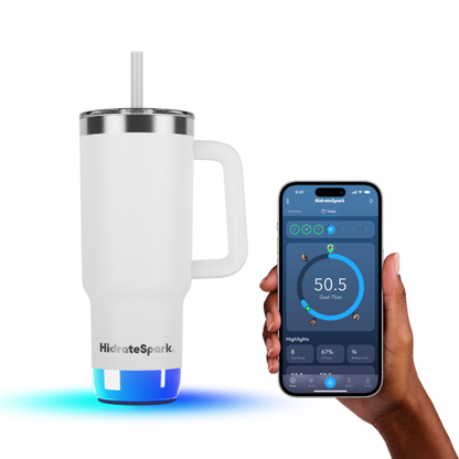 HidrateSpark PRO 2 30oz Smart Water Bottle White Tumbler Lid