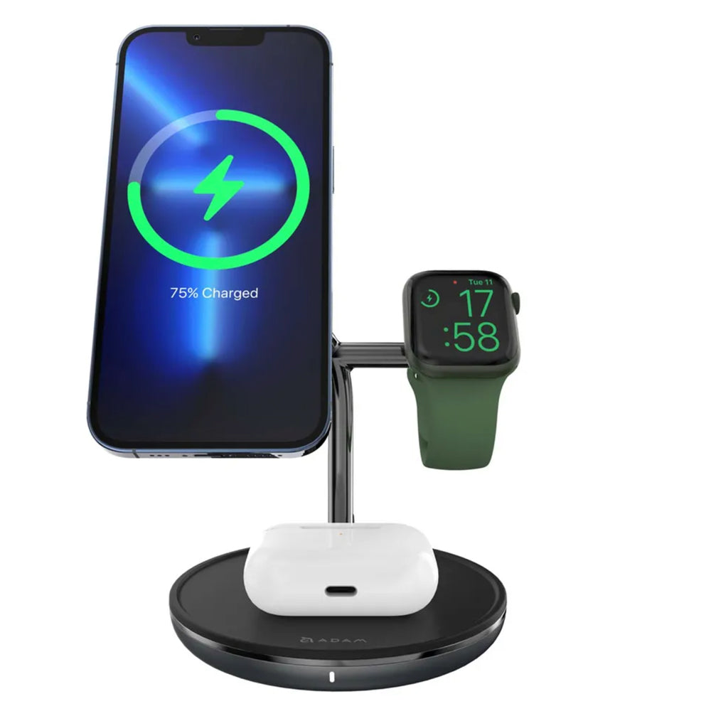 Adam Elements OMNIA M3+ Magnetic 3-in-1 Wireless Charging Station Black