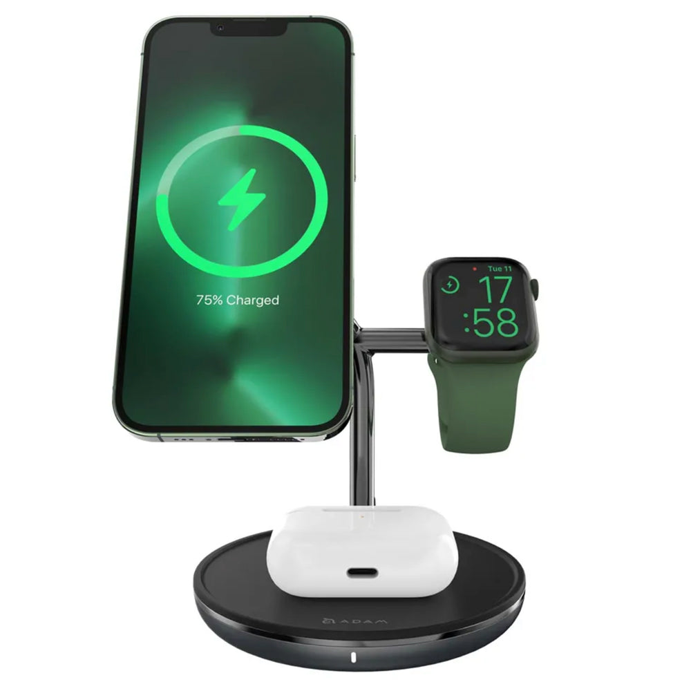 Adam Elements OMNIA M3+ Magnetic 3-in-1 Wireless Charging Station Black