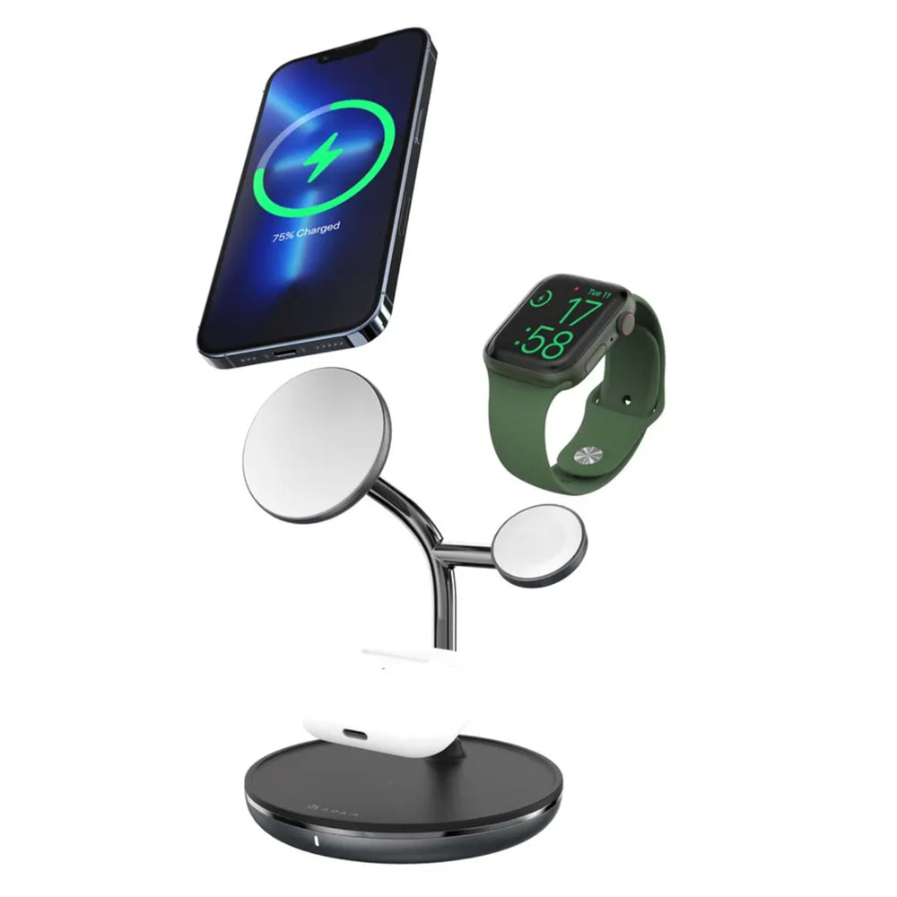 Adam Elements OMNIA M3+ Magnetic 3-in-1 Wireless Charging Station Black