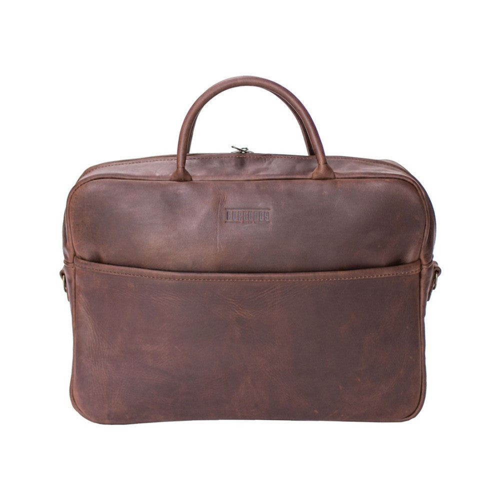 Burgundy Collective Leather Business Briefcase with Padded Laptop Protection