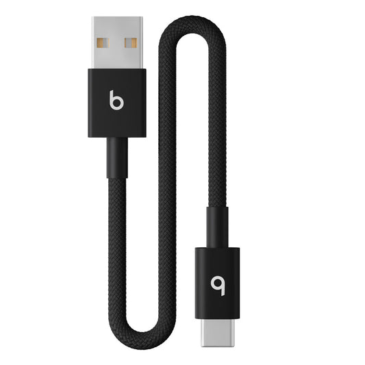 Beats USB-A to USB-C Woven Short Charging Cable 20cm Black