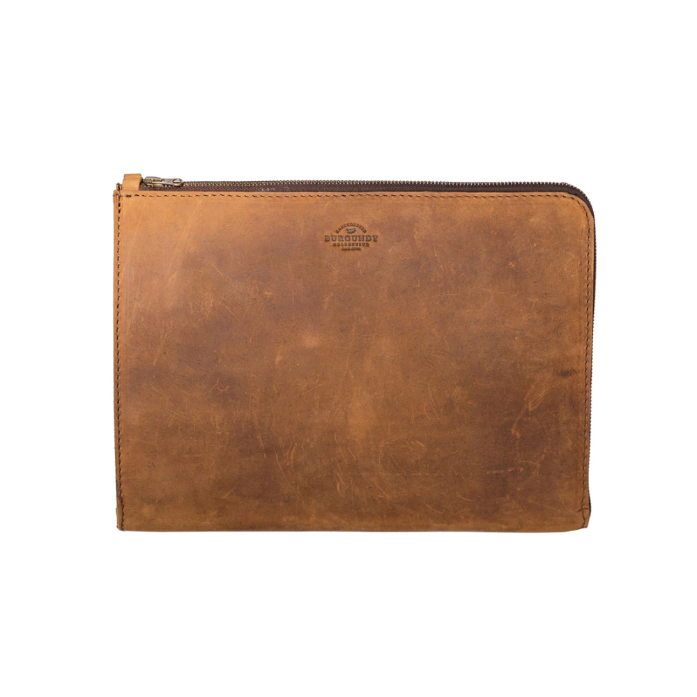 Burgundy Collective Executive Leather Laptop Folder A4 Bourbon Brown
