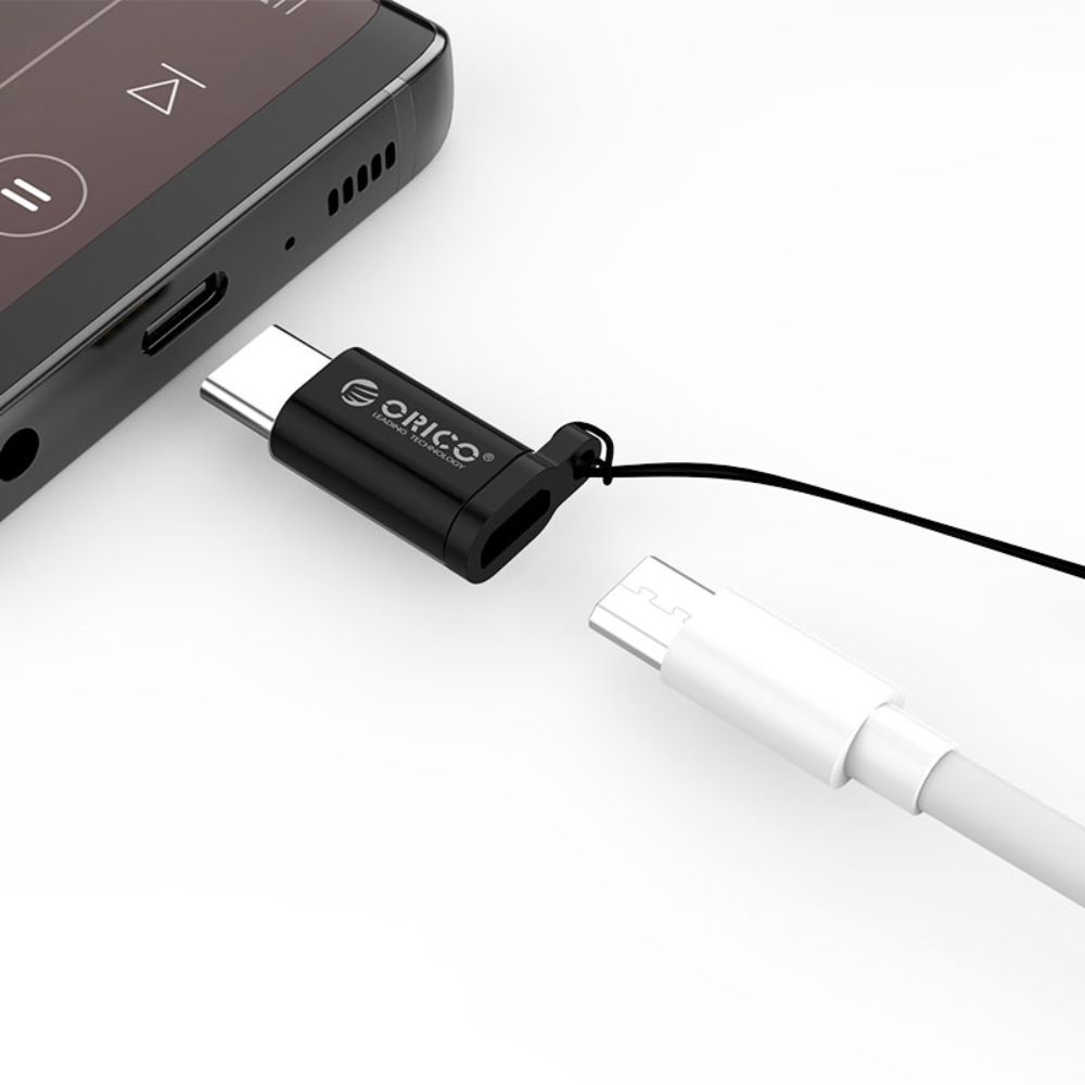 Orico USB-C to Micro USB OTG Adapter with Anti-Lost Lanyard Silver