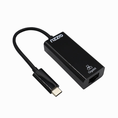 Black Gizzu USB-C to Gigabit Ethernet High Speed Network Adapter