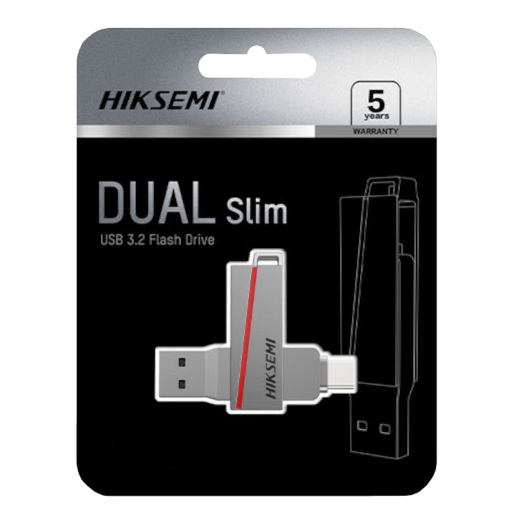 HIKSEMI Dual Slim 128GB Silver USB 3.2 OTG Flash Drive