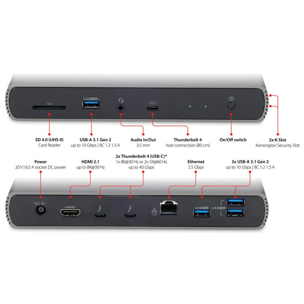 LMP ThunderDock 10-Port Thunderbolt 4 Docking Station 8K Space Grey