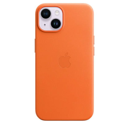 Apple iPhone 14 Leather Case with MagSafe in Orange