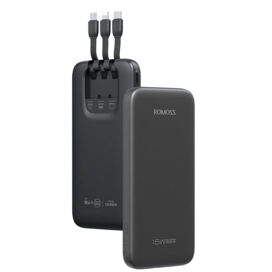 Romoss 10000mAh 15W Fast Charge Power Bank with Built-in Cables