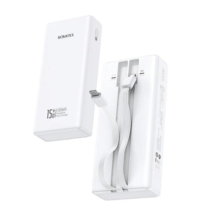 Romoss 20000mAh 15W Portable Power Bank with Integrated Charging Cables