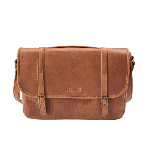 Burgundy Collective Tan Leather Satchel Laptop Briefcase Bag