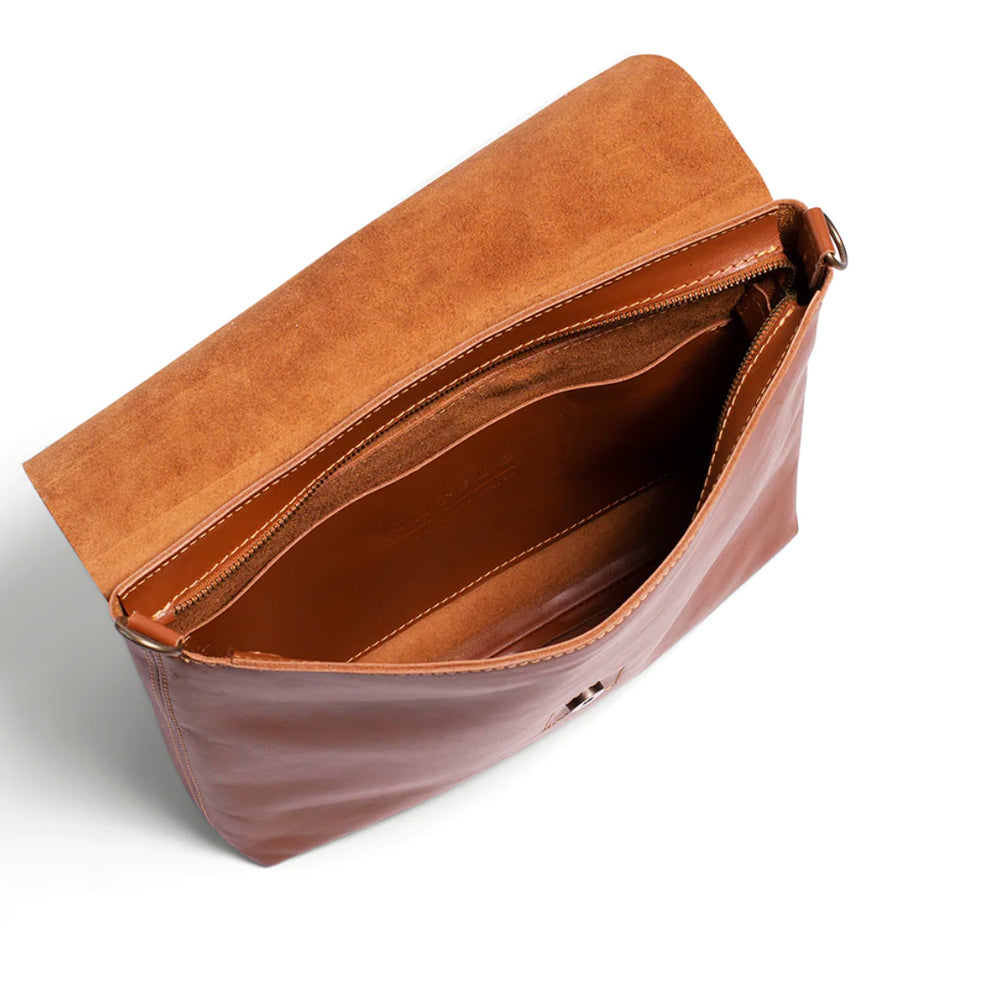 Antelo Riley 13 Inch Genuine Leather Laptop Sling Bag Tan