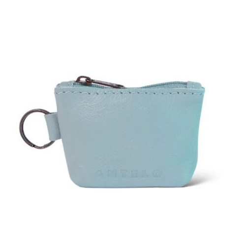 Antelo Rory Genuine Leather AirPods Zip Pouch in Aqua Sky