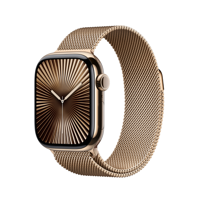 Apple Watch Series 10 Gold Titanium Case with Milanese Loop