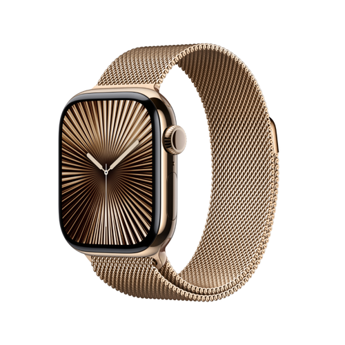 Apple Watch Series 10 Gold Titanium Case with Milanese Loop