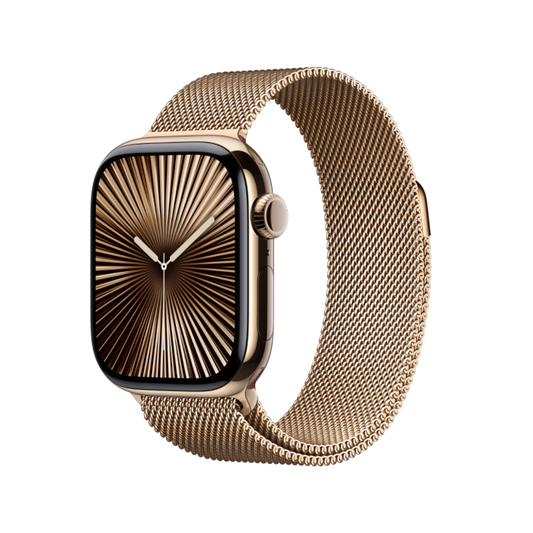 Apple Watch Series 10 Gold Titanium Case with Milanese Loop
