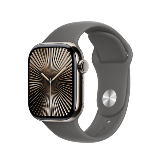 Apple Watch Series 10 Natural Titanium Stone Grey Sport Band