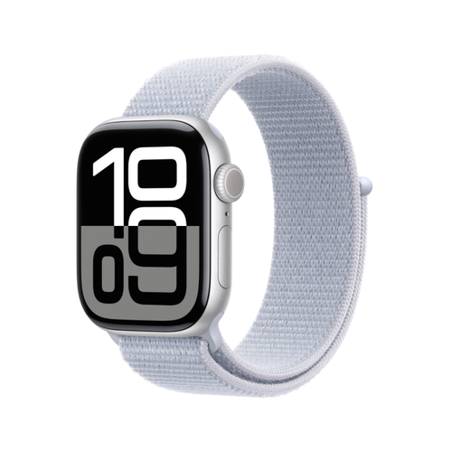 Apple Watch Series 10 Silver Aluminium Case Blue Cloud Sport Loop