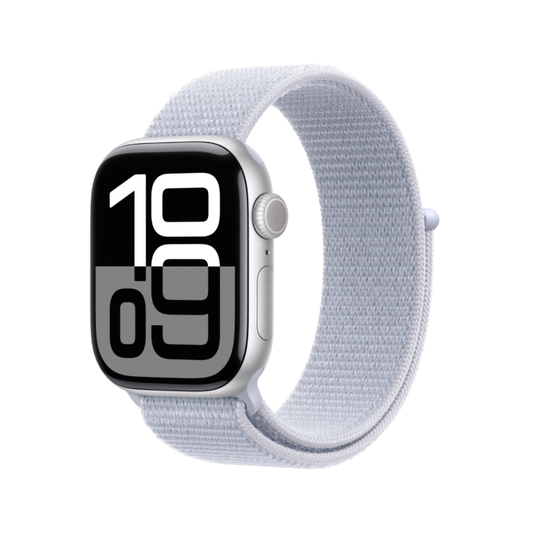 Apple Watch Series 10 Silver Aluminium Case Blue Cloud Sport Loop