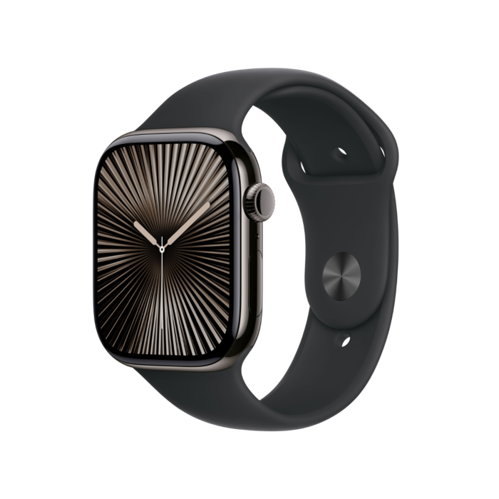 Apple Watch Series 10 Slate Titanium GPS Cellular Black Sport Band