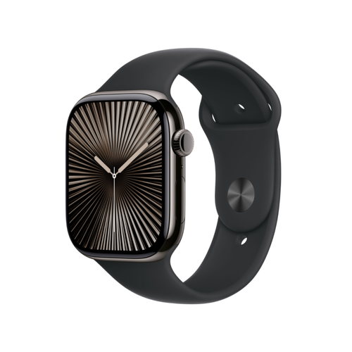Apple Watch Series 10 Slate Titanium GPS Cellular Black Sport Band