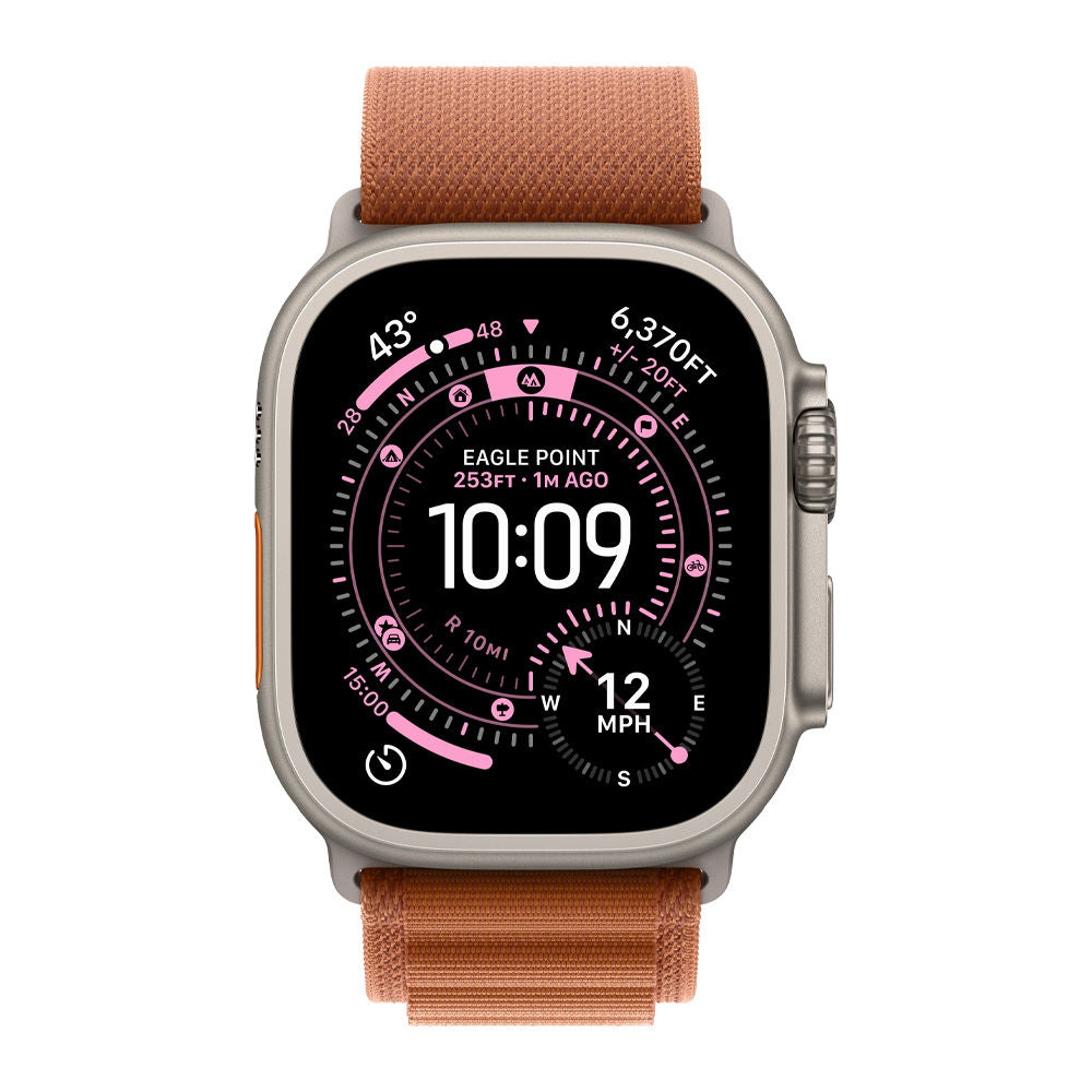 Apple Watch Alpine Loop Terra Cotta 49mm Small Natural Titanium