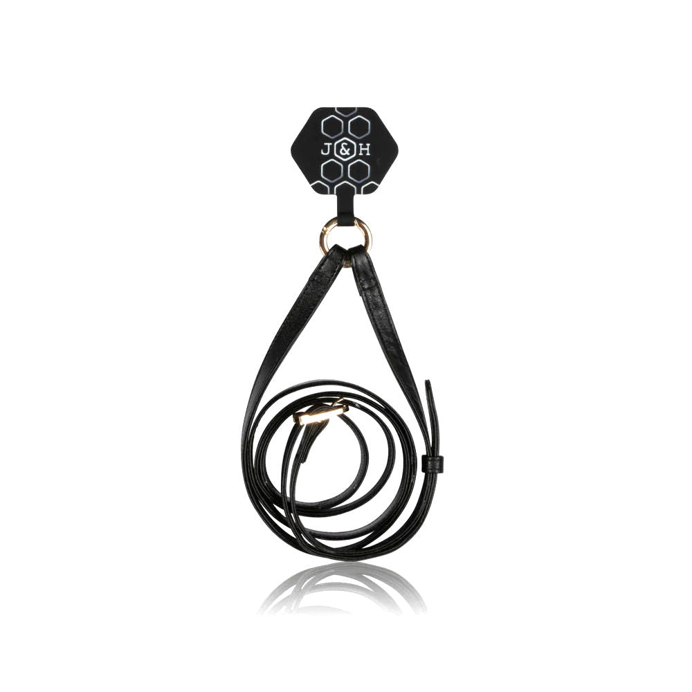 Jekyll & Hide Leather Crossbody Cellphone Strap Set in Black
