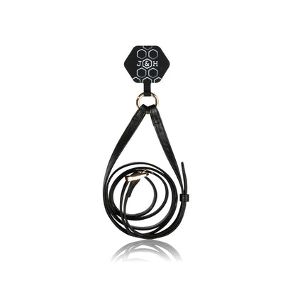 Jekyll & Hide Leather Crossbody Cellphone Strap Set in Black